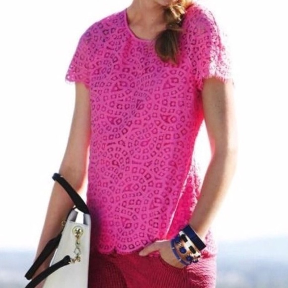 J. Crew Tops - J. Crew Pink Raindrop Lace Top